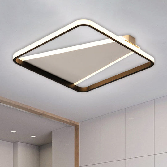 Minimalist Geometric Acrylic LED Flush Light - Black Flush Mount, 16.5"/20.5" Width