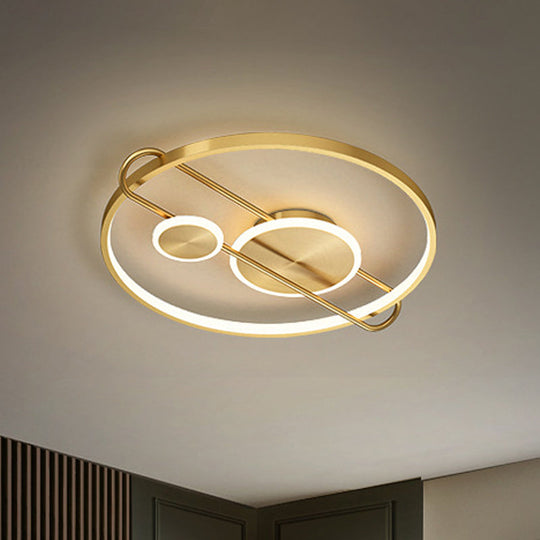 18"/22" Wide Circular LED Flush Mount Bedroom Light with Minimalist Metal Design - Gold