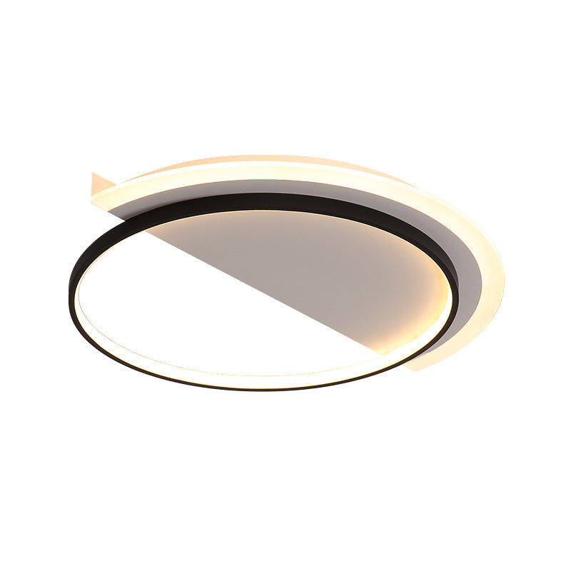 Nordic Acrylic Semicircle LED Ceiling Light Fixture, Black Flush Mount - 18"/21.5" Width