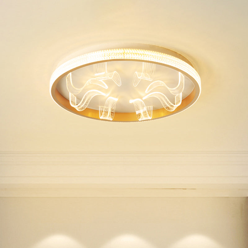 Nordic Gold LED Flush Mount Ceiling Light - Warm/White Bedroom Lighting