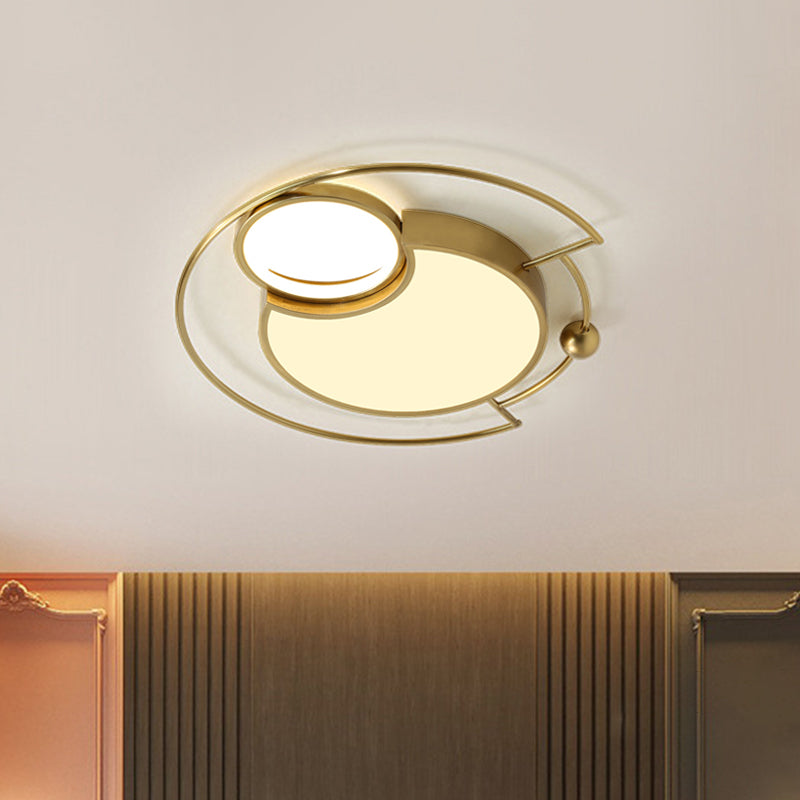 Gold Metallic LED Flush Mount Light - Warm/White Lighting for Bedroom