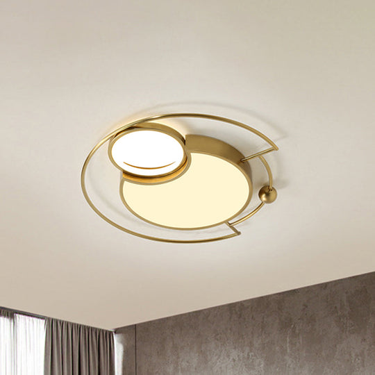 Gold Metallic LED Flush Mount Light - Warm/White Lighting for Bedroom