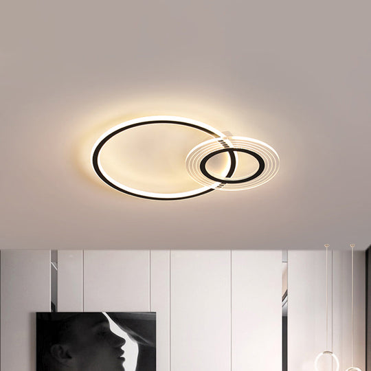 18.5/21.5 Modernist Metallic Led Bedroom Ceiling Flush Lamp - Black/Black-Gold Black / 18.5