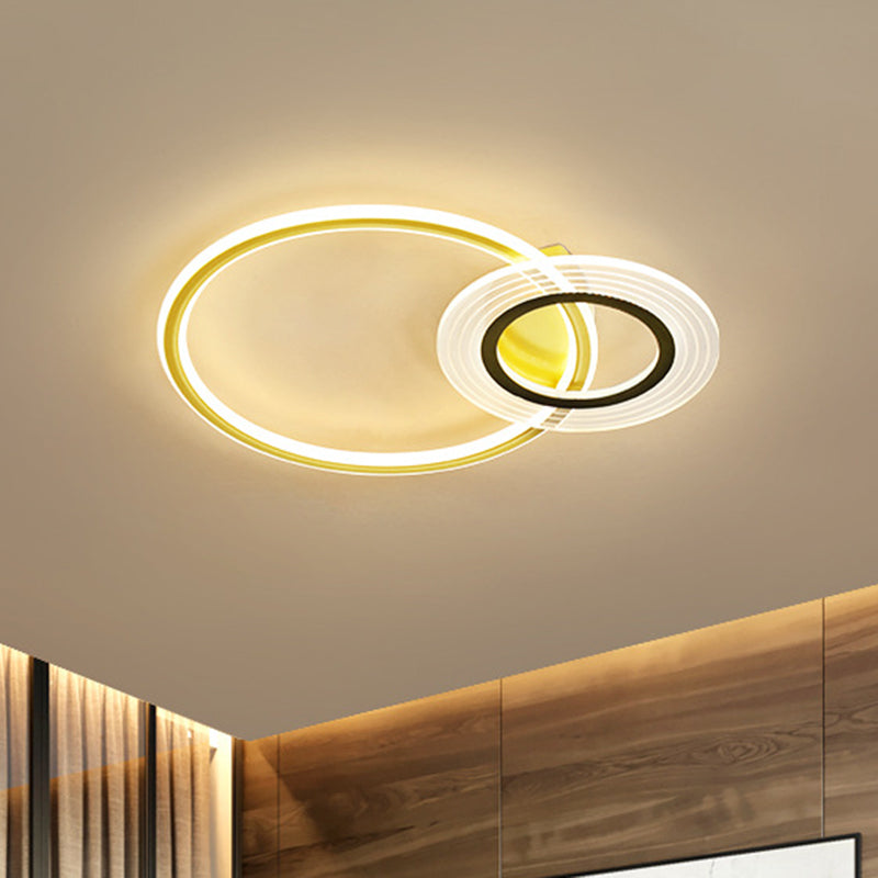 18.5/21.5 Modernist Metallic Led Bedroom Ceiling Flush Lamp - Black/Black-Gold Gold-Black / 18.5