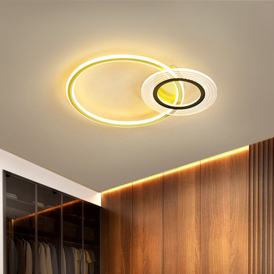 18.5"/21.5" Modernist Metallic LED Bedroom Ceiling Flush Lamp - Black/Black-Gold