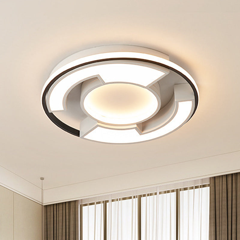 Modern LED Circular Flush Mount Light: Black/White Acrylic Ceiling Fixture, 19"/22" Width