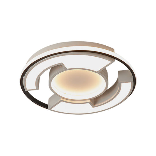 Modern LED Circular Flush Mount Light: Black/White Acrylic Ceiling Fixture, 19"/22" Width