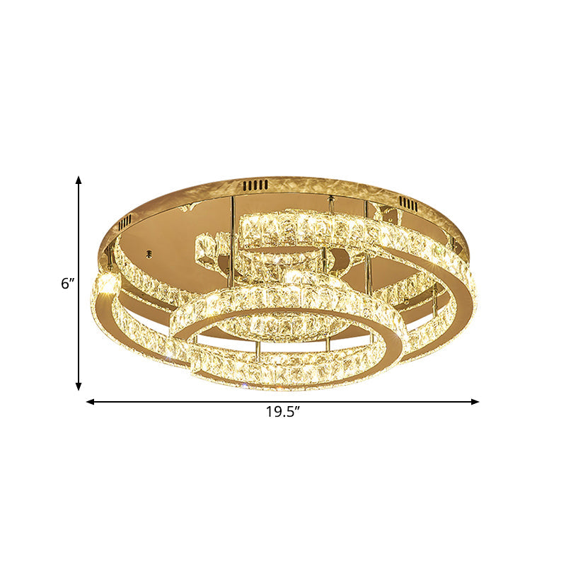 Modern LED Crystal Semi-Flush Ceiling Light in Warm/White, 19.5"/23.5" Diameter