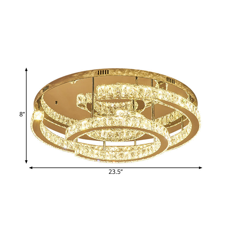 Modern LED Crystal Semi-Flush Ceiling Light in Warm/White, 19.5"/23.5" Diameter