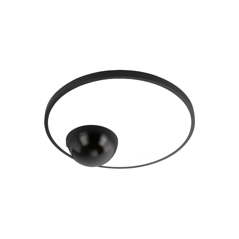 Nordic LED Iron Flush Mount Ceiling Light - Black/White, Circular Design, 17"/20.5" Width