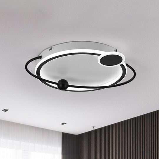 19"/23.5" Modern Metallic LED Flush Mount Lamp in Black with Warm/White Light