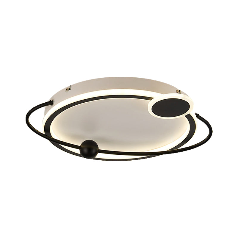 19/23.5 Modern Metallic Led Flush Mount Lamp In Black With Warm/White Light