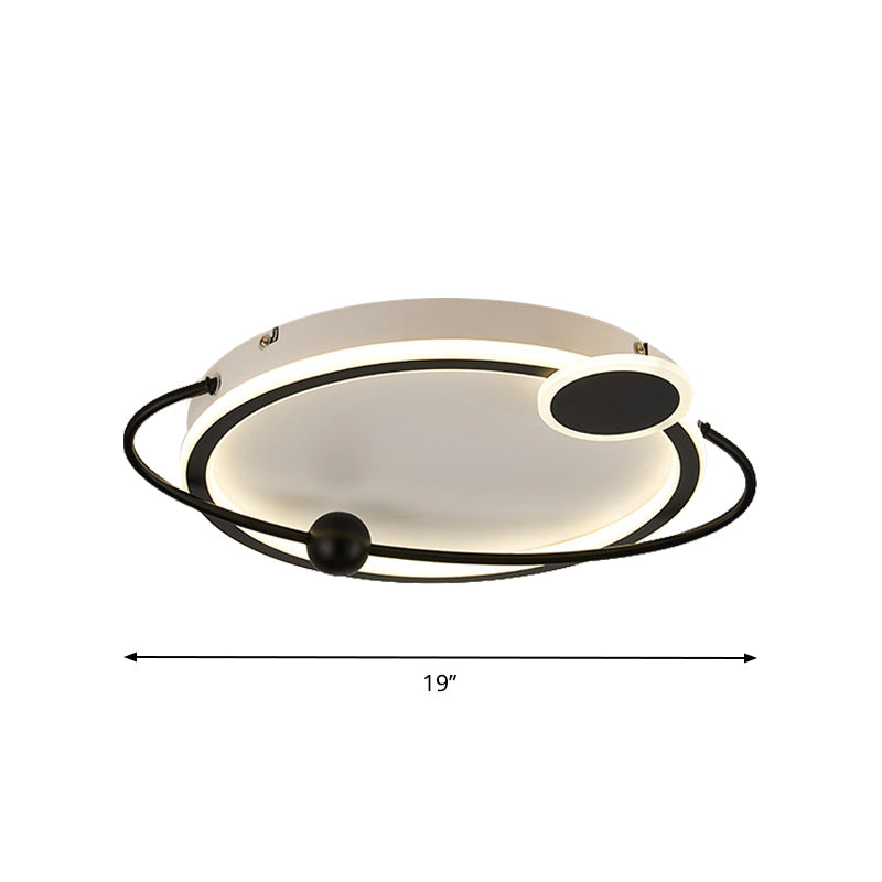 19"/23.5" Modern Metallic LED Flush Mount Lamp in Black with Warm/White Light