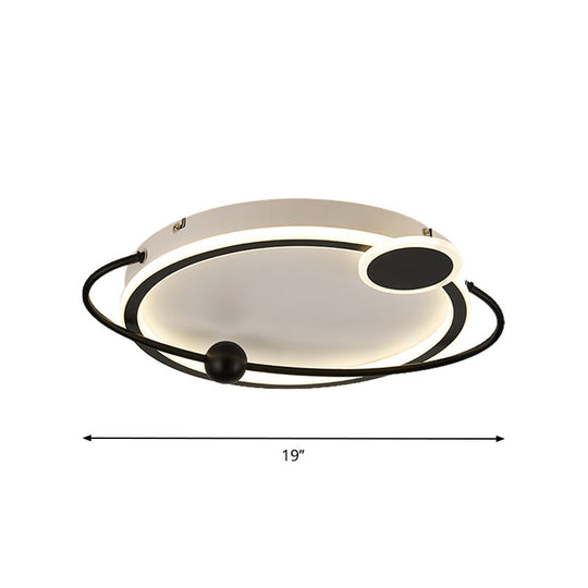 19/23.5 Modern Metallic Led Flush Mount Lamp In Black With Warm/White Light