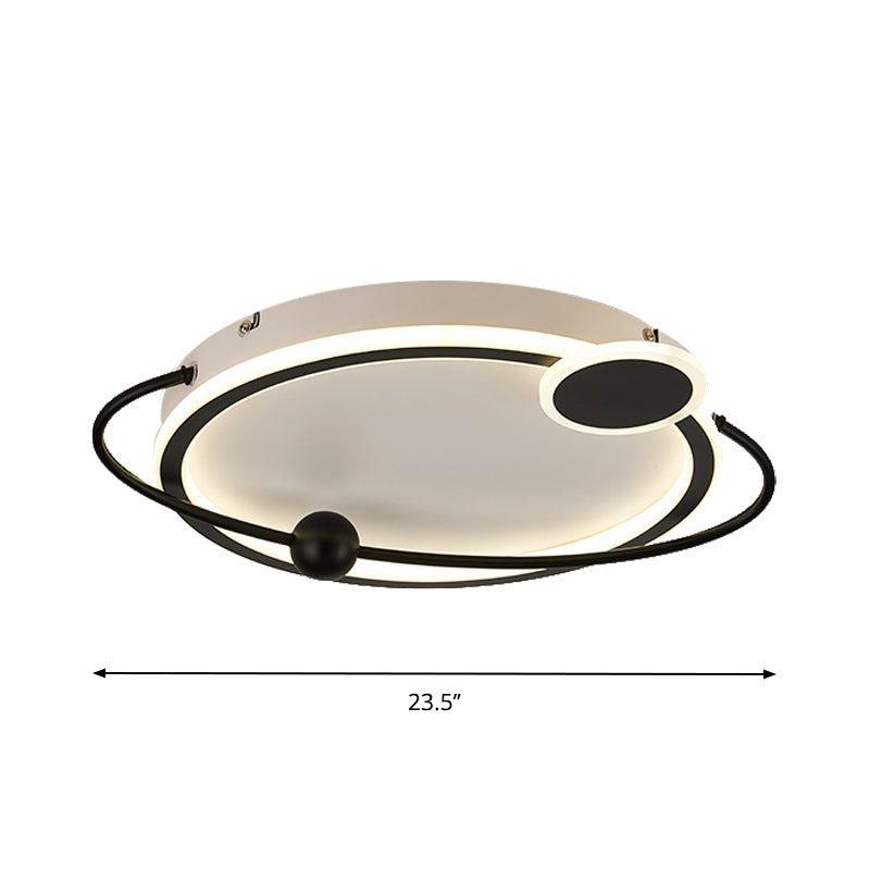 19"/23.5" Modern Metallic LED Flush Mount Lamp in Black with Warm/White Light