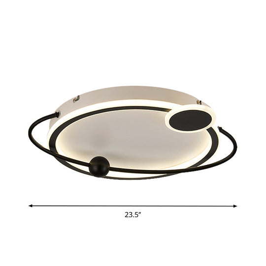 19"/23.5" Modern Metallic LED Flush Mount Lamp in Black with Warm/White Light