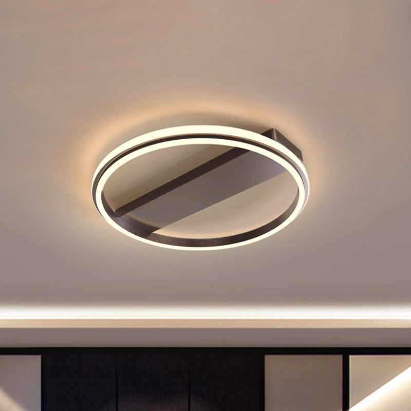 Nordic Style Metal Ringed Led Flush Ceiling Light - Gold/Coffee Finish 16.5/20.5 Width Coffee / 16.5