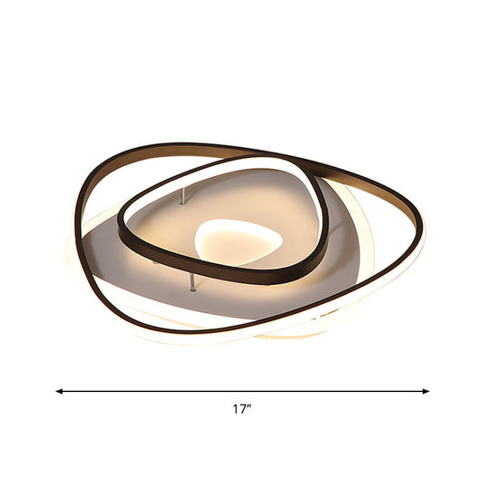 Contemporary Black Triangle LED Flush Mount in Warm/White Light, 17-25" Wide