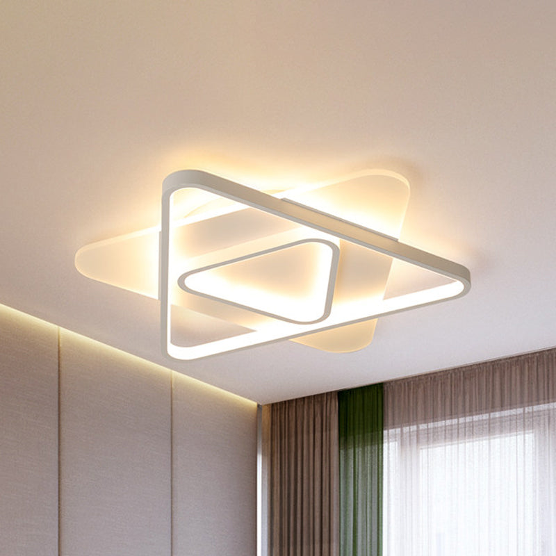 Nordic Acrylic Triangle Flush Mount LED Ceiling Light - 17"/21"/25" Wide, Warm/White Light