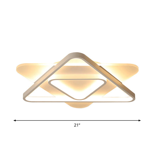 Nordic Acrylic Triangle Flush Mount Led Ceiling Light - 17/21/25 Wide Warm/White