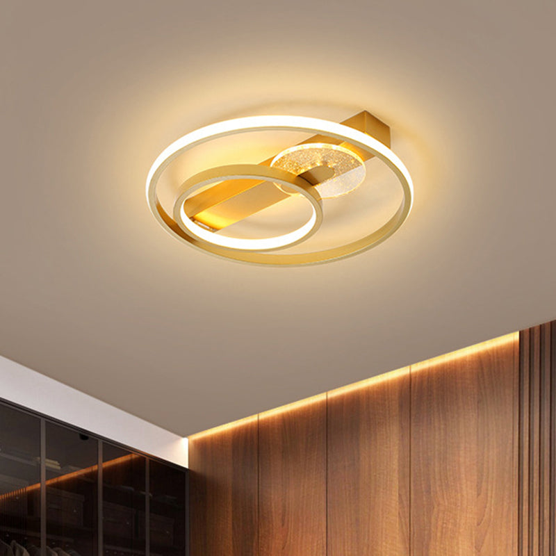 Gold/White & Black Led Metal Hoop Flushmount With White/Warm Light - 16.5/20.5 Wide