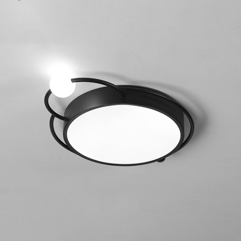 Modernist Iron Flush Mount Lamp in Black/Gold, 17"/20.5" Wide, LED, Warm/White Light