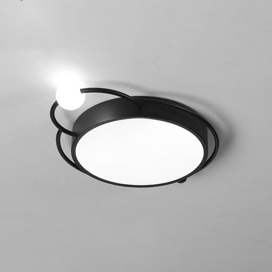 Modernist Iron Flush Mount Lamp in Black/Gold, 17"/20.5" Wide, LED, Warm/White Light