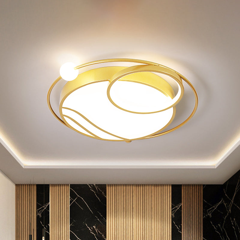 Modern Metal Ceiling Light Fixture, Nordic Black/Gold LED Flushmount Lighting in Warm/White Light, 16.5"/20.5" Width