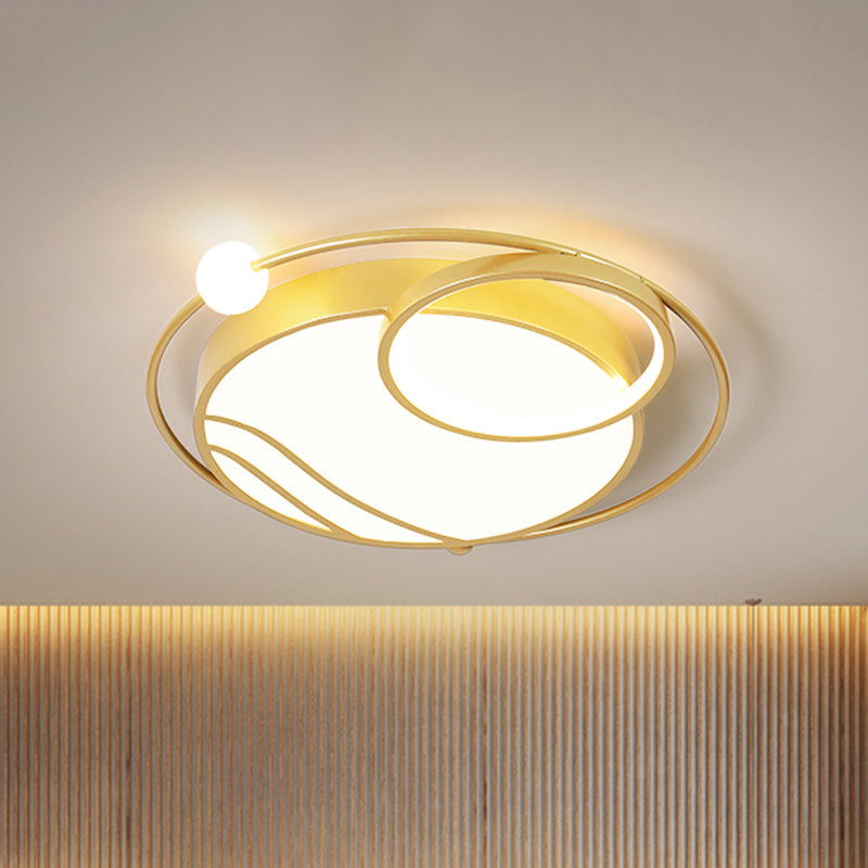 Modern Metal Ceiling Light Fixture, Nordic Black/Gold LED Flushmount Lighting in Warm/White Light, 16.5"/20.5" Width