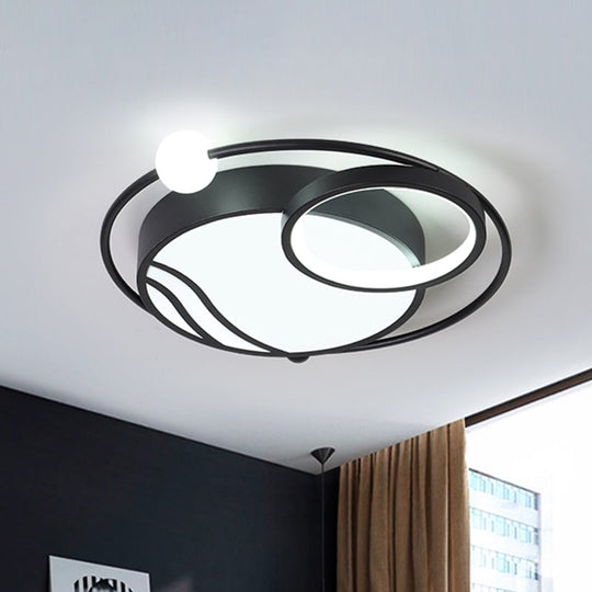 Modern Metal Ceiling Light Fixture, Nordic Black/Gold LED Flushmount Lighting in Warm/White Light, 16.5"/20.5" Width