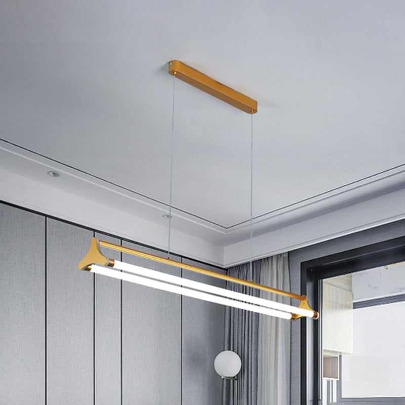 Contemporary Gold Tube Chandelier: Led Pendant Lamp For Living Room (25/40.5/32.5 Width) Warm/White