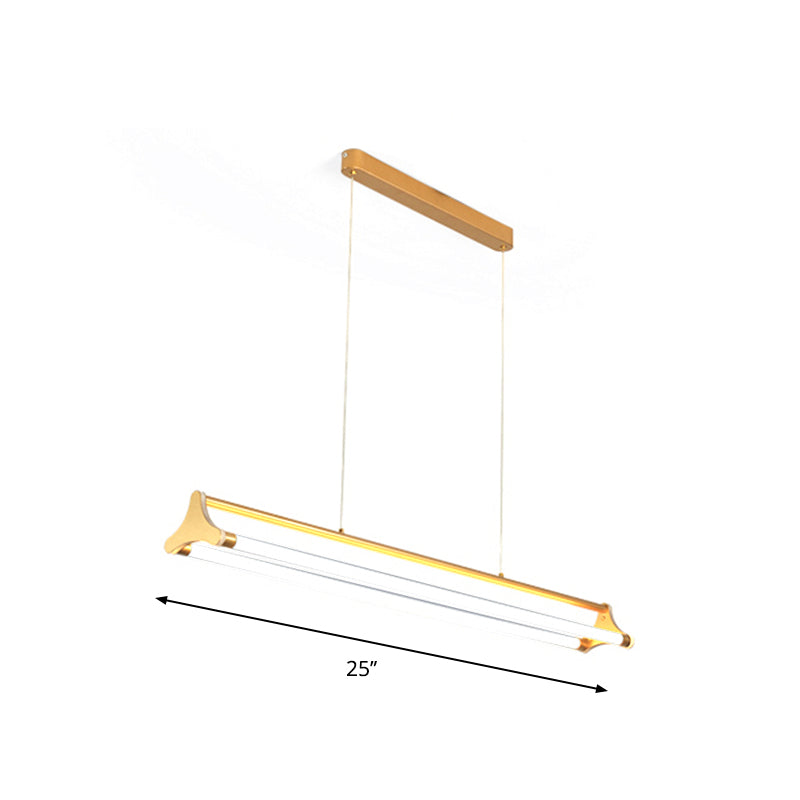 Contemporary Gold Tube Chandelier: Led Pendant Lamp For Living Room (25/40.5/32.5 Width) Warm/White