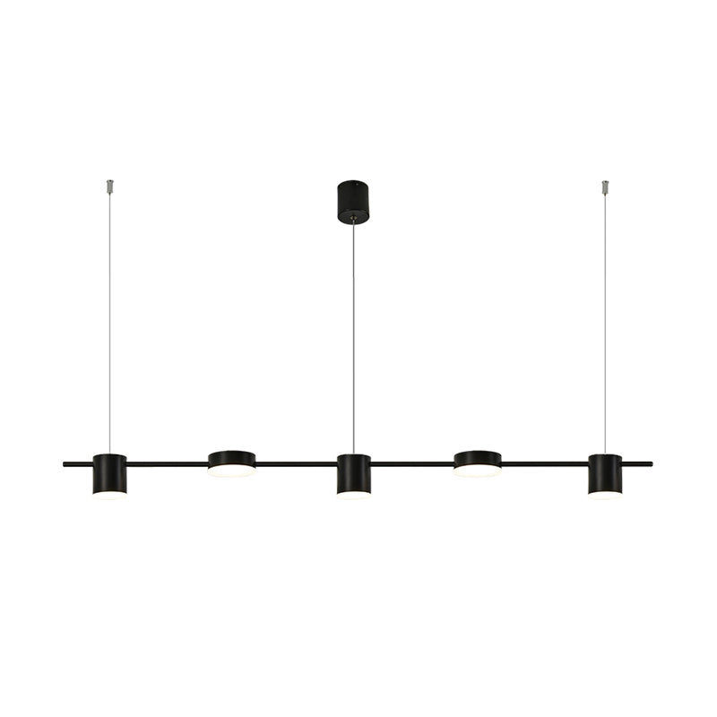 Modern Linear Metallic Chandelier Light - 3/5 Heads Black/Gold Hanging Lamp With Rotatable Shade