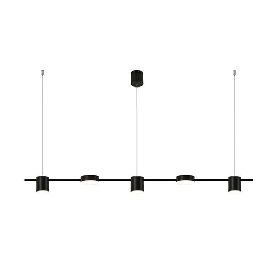 Modern Linear Metallic Chandelier Light - 3/5 Heads Black/Gold Hanging Lamp With Rotatable Shade