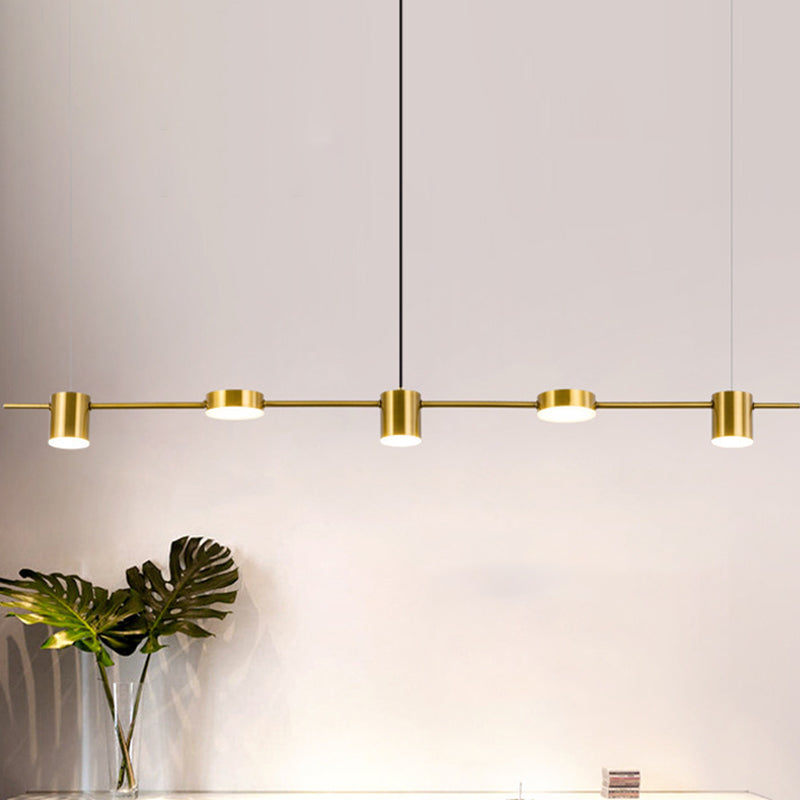 Modern Linear Metallic Chandelier Light - 3/5 Heads Black/Gold Hanging Lamp With Rotatable Shade