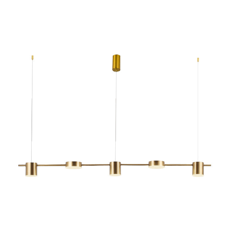 Modern Linear Metallic Chandelier Light - 3/5 Heads Black/Gold Hanging Lamp With Rotatable Shade