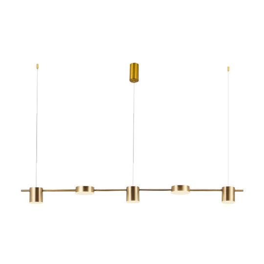 Modern Linear Metallic Chandelier Light - 3/5 Heads Black/Gold Hanging Lamp With Rotatable Shade