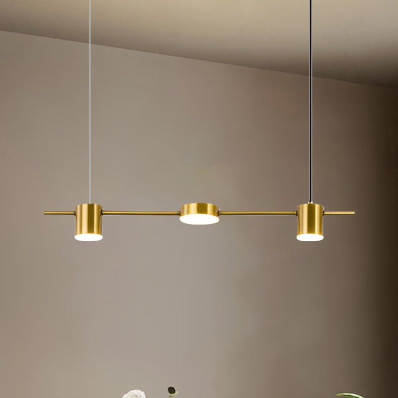 Modern Linear Metallic Chandelier Light - 3/5 Heads Black/Gold Hanging Lamp With Rotatable Shade