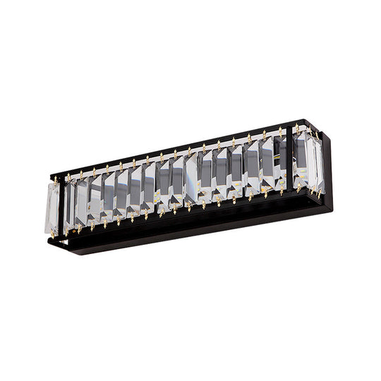 Prismatic Crystal Led Rectangle Vanity Sconce - Minimalist Black/Gold Bathroom Wall Light