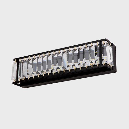 Prismatic Crystal Led Rectangle Vanity Sconce - Minimalist Black/Gold Bathroom Wall Light