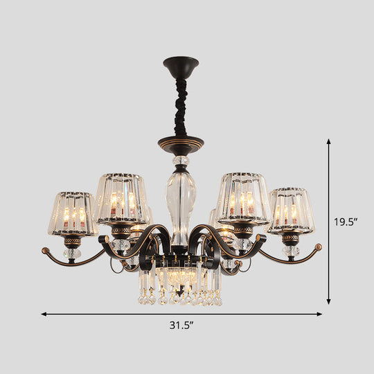 Contemporary Black Conic Crystal Chandelier with 3/6 Down Lighting Heads