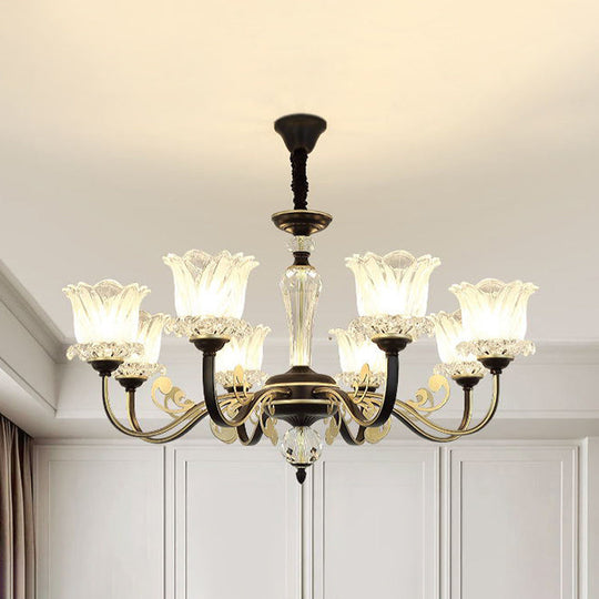 Modern Black Blossom Crystal Chandelier - 6/8-Light Suspension Lamp For Living Room 8 /