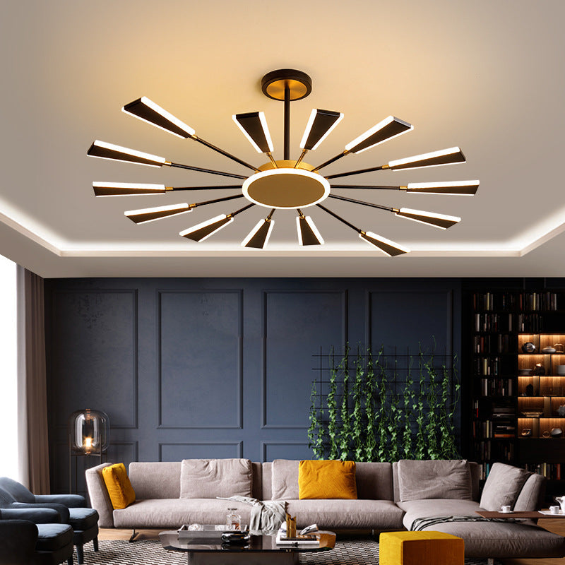 Trapezoid Living Room Chandelier Lamp - Metallic 31.5/39/47 W Led Pendant Light Modern Gold Finish