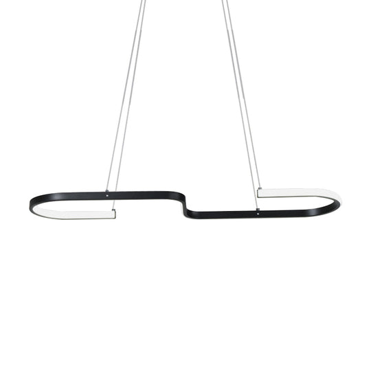 Modern S-Like Chandelier Lamp: Metallic Dining Room Pendant Light In Black/Gold Warm/White Led