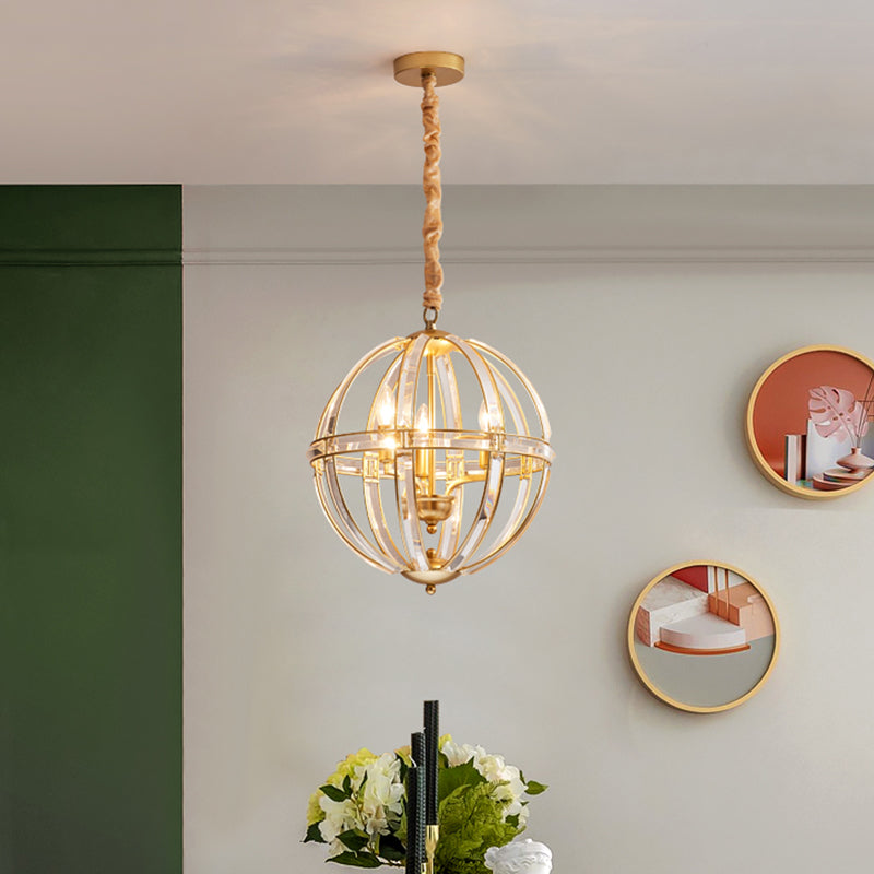 Simplicity Global Crystal-Encrusted Pendant Chandelier in Black/Gold: Elegant Single-Bulb Light for Restaurants