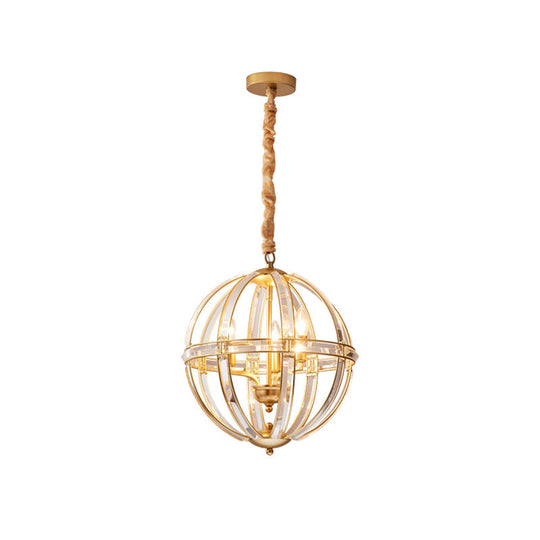 Simplicity Global Crystal-Encrusted Pendant Chandelier in Black/Gold: Elegant Single-Bulb Light for Restaurants