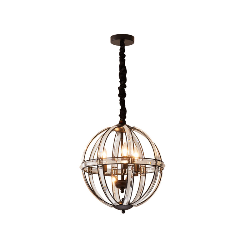 Simplicity Global Crystal-Encrusted Pendant Chandelier in Black/Gold: Elegant Single-Bulb Light for Restaurants