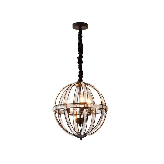 Simplicity Global Crystal-Encrusted Pendant Chandelier in Black/Gold: Elegant Single-Bulb Light for Restaurants