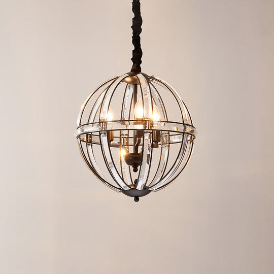 Simplicity Global Crystal-Encrusted Pendant Chandelier in Black/Gold: Elegant Single-Bulb Light for Restaurants