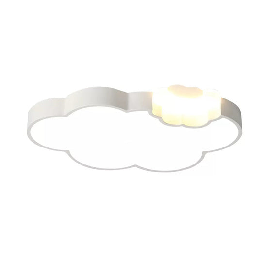 Modern Acrylic Flush Ceiling Lamp - Cloud Kindergarten In White Finish